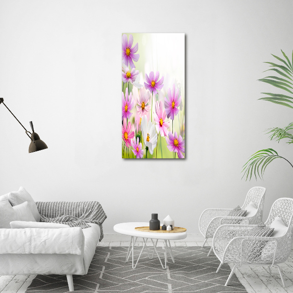 Quadro acrilico verticale Fiori selvatici