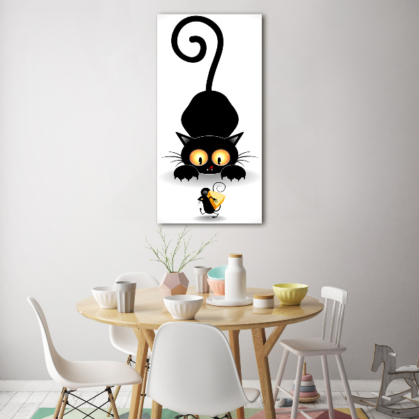 Quadro vetro acrilico verticale Gatto e topo