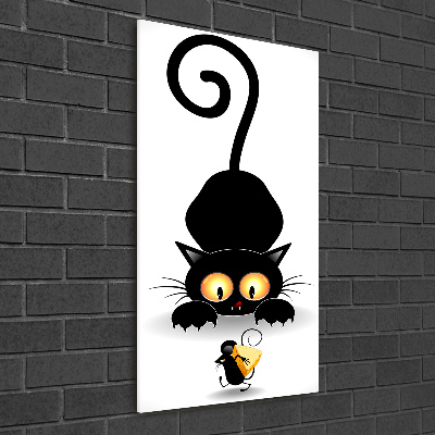Quadro vetro acrilico verticale Gatto e topo