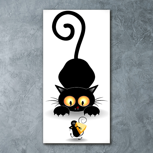 Quadro vetro acrilico verticale Gatto e topo