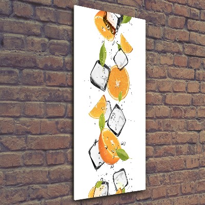 Quadro in vetro acrilico verticale Arance e ghiaccio