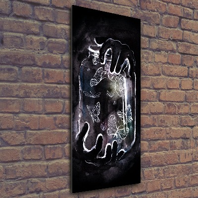 Quadro stampa su vetro acrilico verticale Farfalle in un barattolo