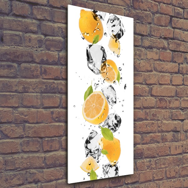 Quadro acrilico verticale Limoni e acqua