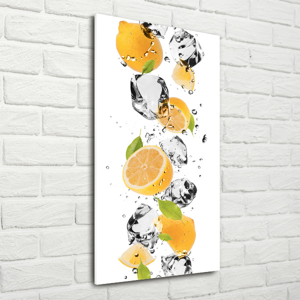 Quadro acrilico verticale Limoni e acqua