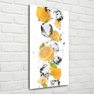 Quadro acrilico verticale Limoni e acqua