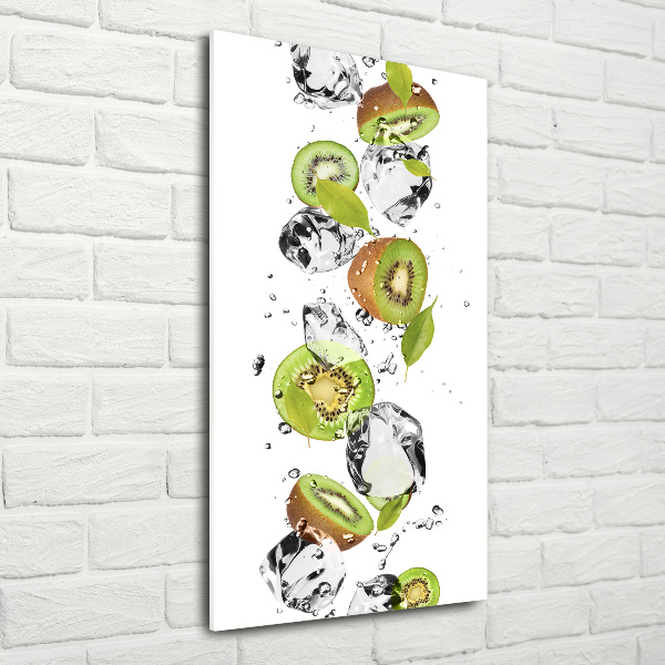 Quadro in vetro acrilico verticale Kiwi e acqua