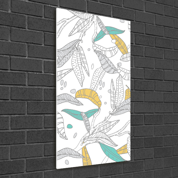 Quadro in vetro acrilico verticale Foglie colorate