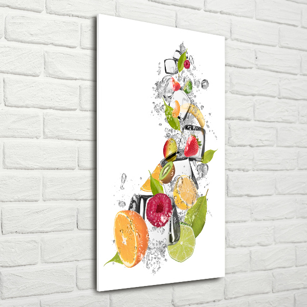 Quadro vetro acrilico verticale Frutta e ghiaccio