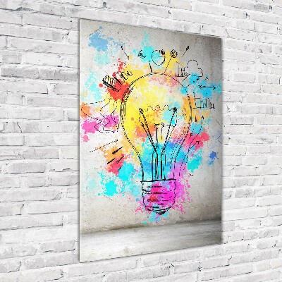 Quadro in vetro acrilico verticale Lampadina colorata