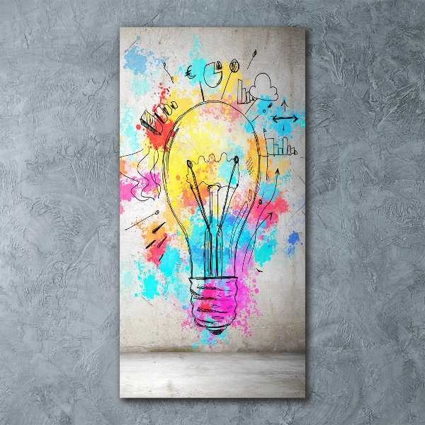 Quadro in vetro acrilico verticale Lampadina colorata