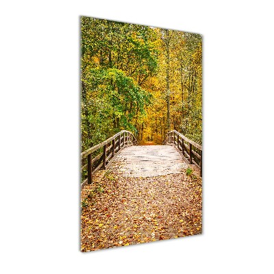 Quadro acrilico verticale Foresta in autunno