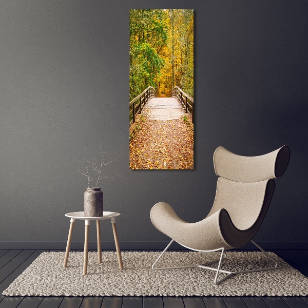 Quadro acrilico verticale Foresta in autunno