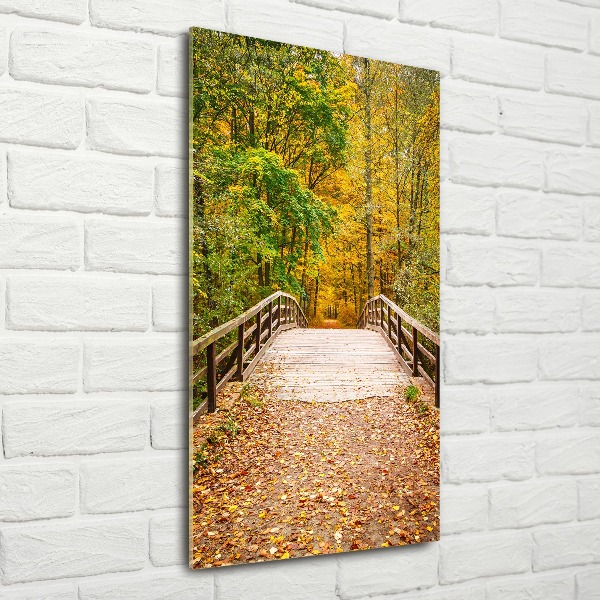 Quadro acrilico verticale Foresta in autunno