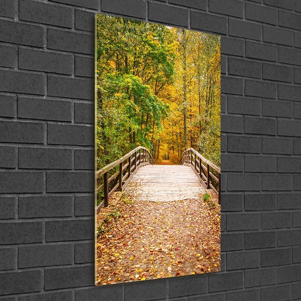 Quadro acrilico verticale Foresta in autunno