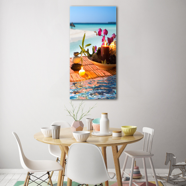 Quadro acrilico verticale Orchidea e bambù