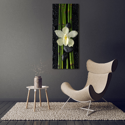 Quadro vetro acrilico verticale Orchidea e bambù