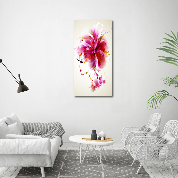 Quadro vetro acrilico verticale Donna astratta