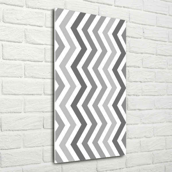 Quadro in vetro acrilico verticale Zigzag grigi