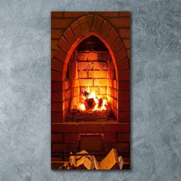 Quadro in vetro acrilico verticale Fuoco nel camino