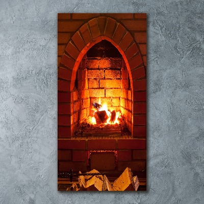 Quadro in vetro acrilico verticale Fuoco nel camino