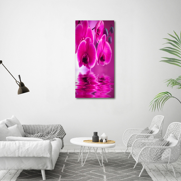 Quadro stampa su vetro acrilico verticale Orchidea rosa