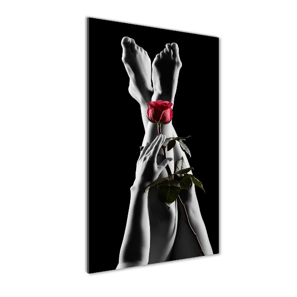 Quadro acrilico verticale Rosa e piedi
