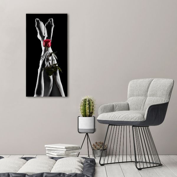 Quadro acrilico verticale Rosa e piedi
