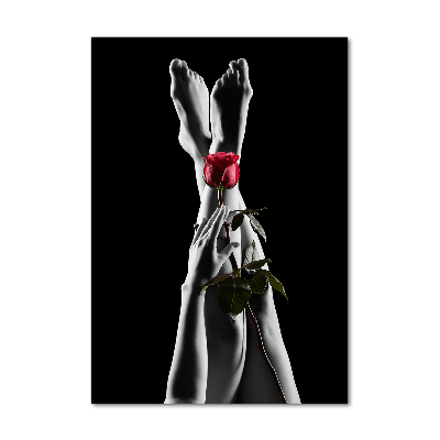 Quadro acrilico verticale Rosa e piedi