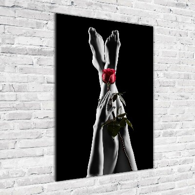 Quadro acrilico verticale Rosa e piedi