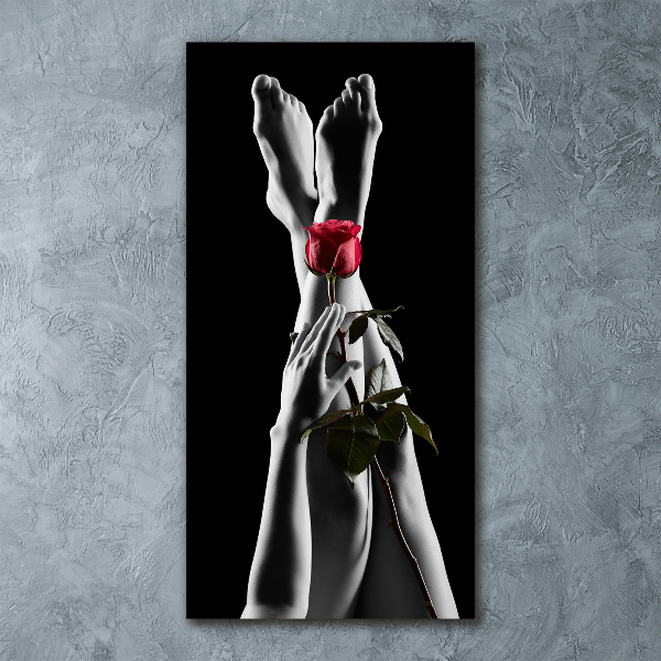 Quadro acrilico verticale Rosa e piedi