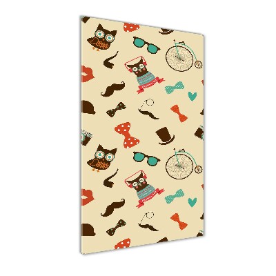 Quadro acrilico verticale Occhiali da ciclista a forma di gufo