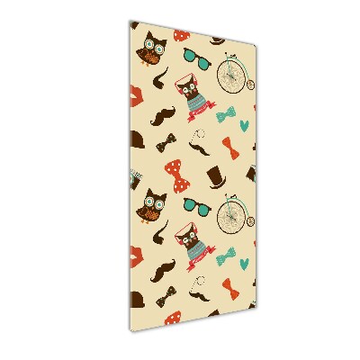 Quadro acrilico verticale Occhiali da ciclista a forma di gufo