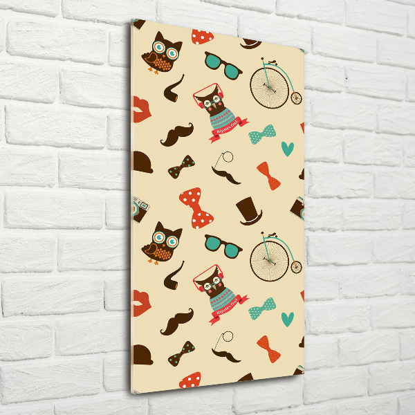 Quadro acrilico verticale Occhiali da ciclista a forma di gufo