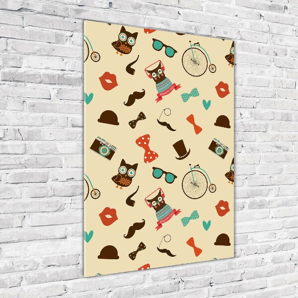 Quadro acrilico verticale Occhiali da ciclista a forma di gufo