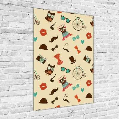 Quadro acrilico verticale Occhiali da ciclista a forma di gufo