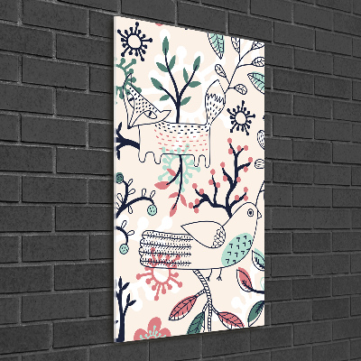 Quadro stampa su vetro acrilico verticale Animali e fiori