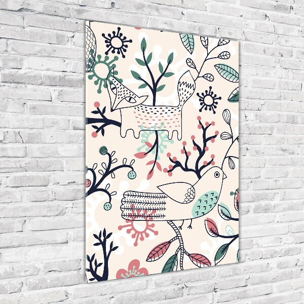 Quadro stampa su vetro acrilico verticale Animali e fiori