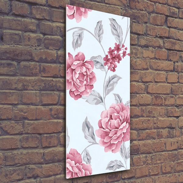Quadro stampa su vetro acrilico verticale Peonie