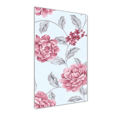 Quadro stampa su vetro acrilico verticale Peonie