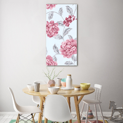 Quadro stampa su vetro acrilico verticale Peonie