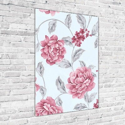 Quadro stampa su vetro acrilico verticale Peonie