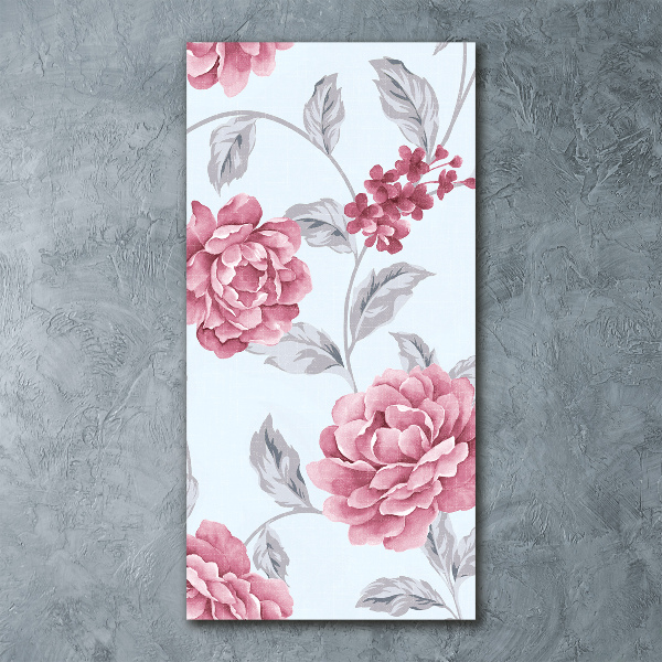 Quadro stampa su vetro acrilico verticale Peonie