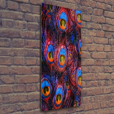 Quadro acrilico verticale Piume di pavone