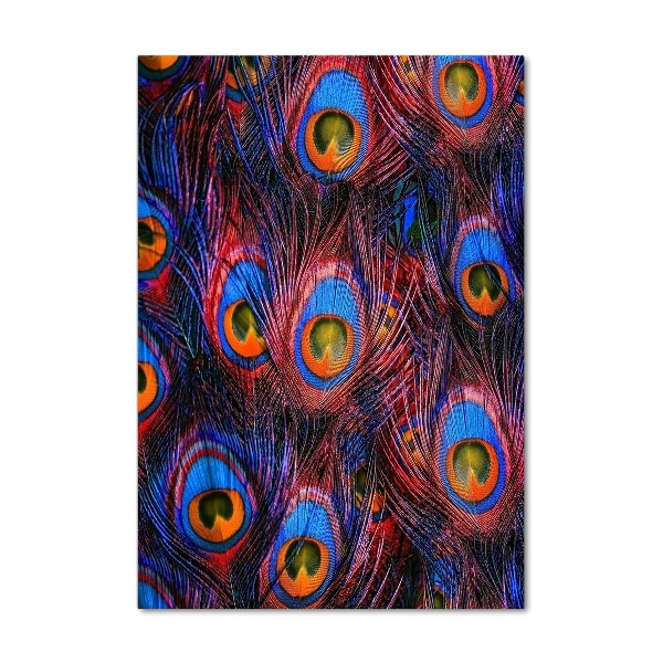 Quadro acrilico verticale Piume di pavone