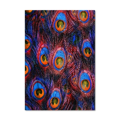 Quadro acrilico verticale Piume di pavone