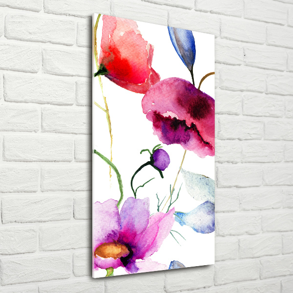 Quadro in vetro acrilico verticale Papaveri