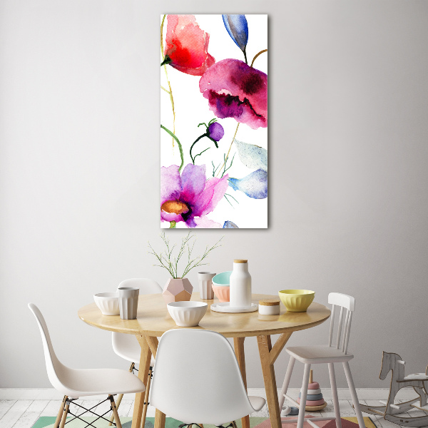 Quadro in vetro acrilico verticale Papaveri