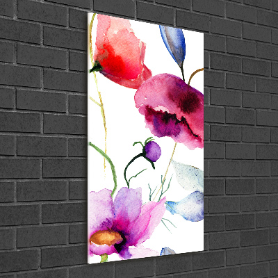 Quadro in vetro acrilico verticale Papaveri