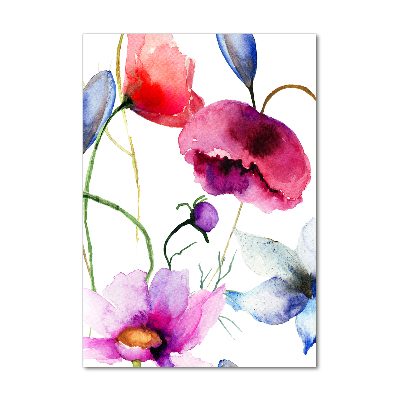 Quadro in vetro acrilico verticale Papaveri