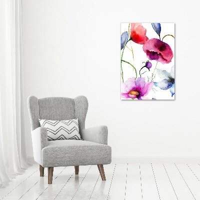 Quadro in vetro acrilico verticale Papaveri